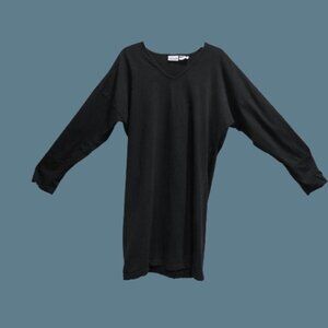 Newport News Easy Style Black Pullover Sweatshirt Dress - L